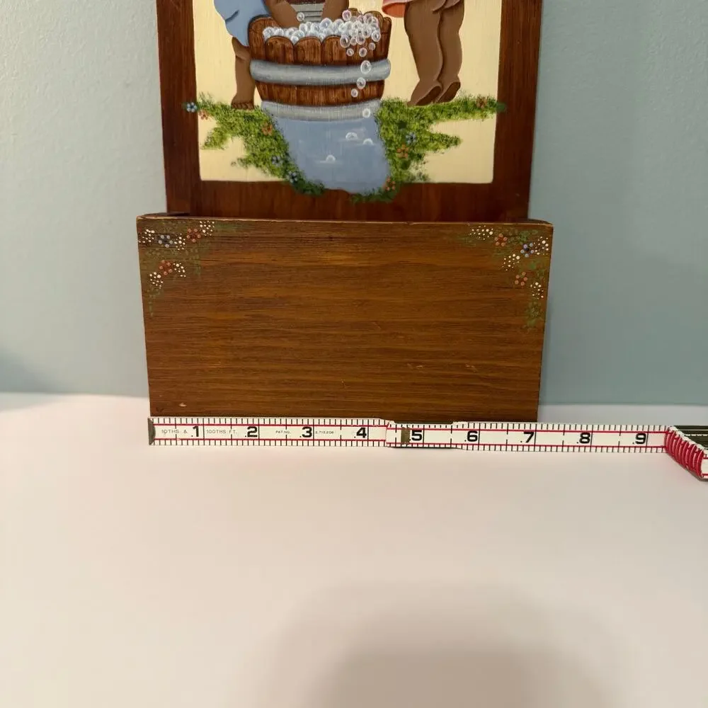 Hand Painted Wooden Caddy Little Girls Laundry Clothesline Washboard Floral